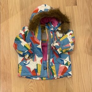Boden Colorful Star Print Puffer Jacket with Detachable Hood!